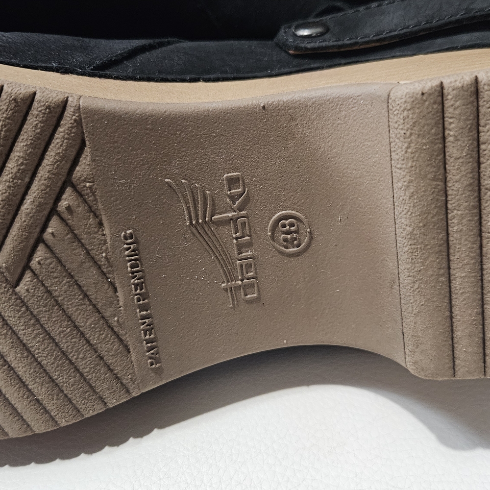 Dansko Black Leather Slingback Clogs with Wood-Look Sole - Picture 6 of 6